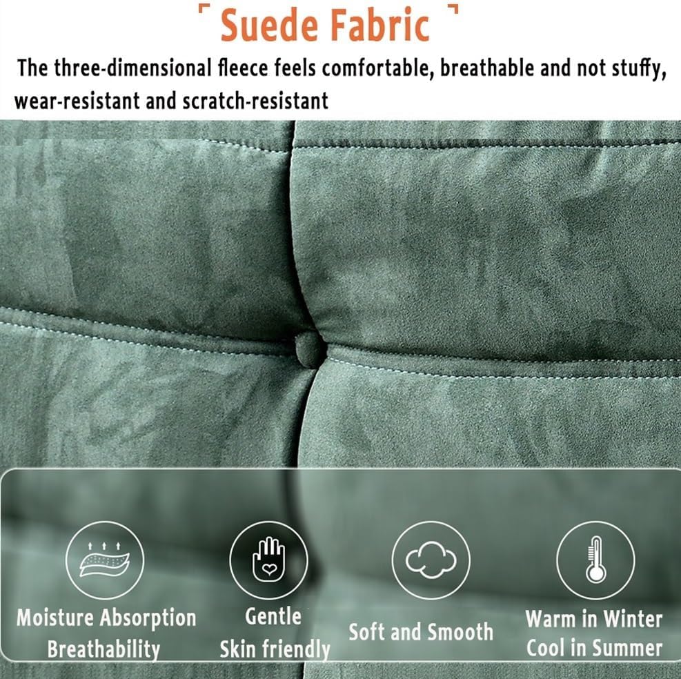 Fireside Modern Lounge Bean Bag Chair - Single Sofa Lazy Couch for Living Room & Bedroom - Dark Green Suede, One Size
