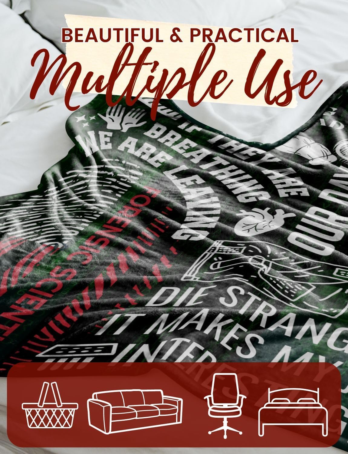 Forensic Science Gifts, Forensics cience Blanket, Gifts for Forensic Scientists, Medicolegal Physic Physiciansian, Medical Examiner, Coworker, Soft Throw Blanket 50" x 65"