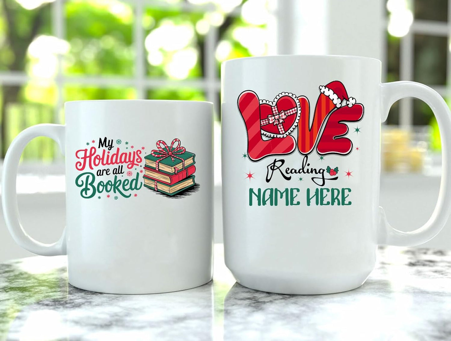 Merry Christmas Reading Lover Ceramic Mug 15oz Cozy Personalized Bookish Gift for Bookclub