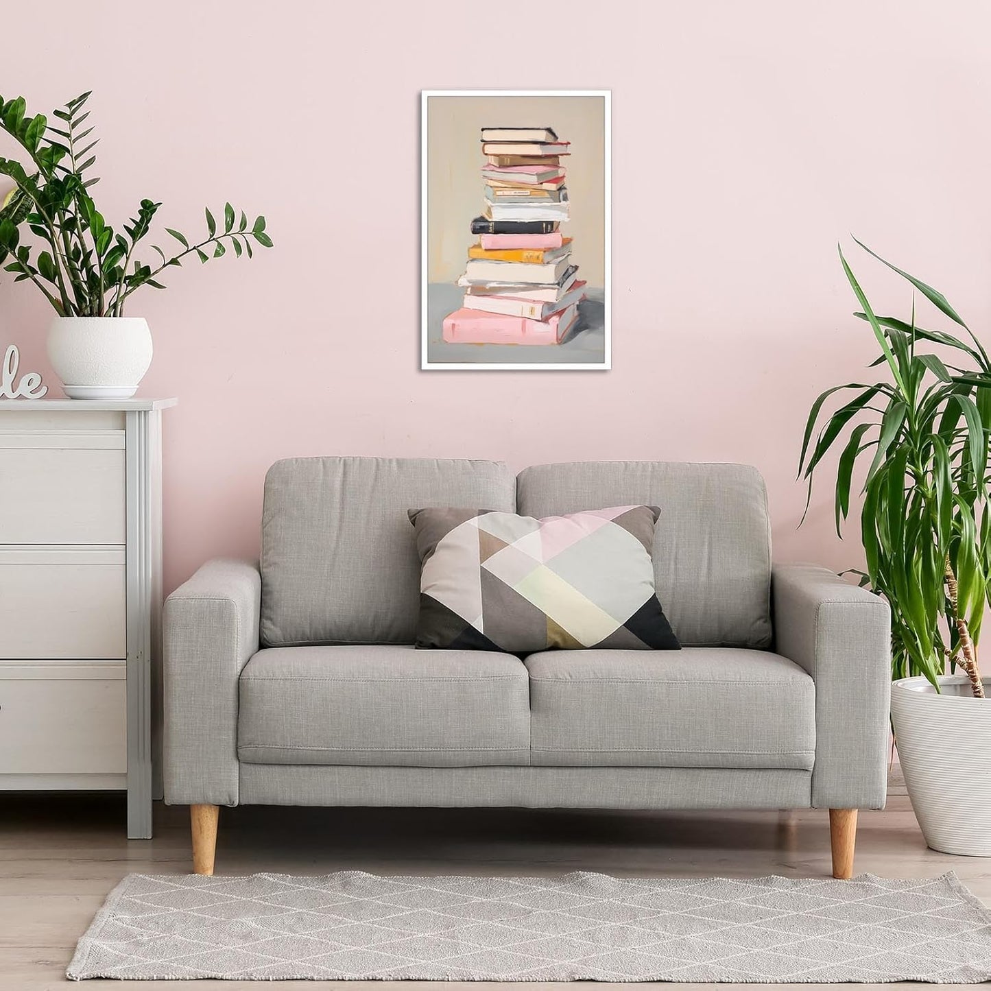 Book Lover Canvas Wall Art Trendy Colorful Book Stack Poster Inspirational Pastel Bookshelf Educational Prints Painting For Home Bedroom Classroom Library Living Room 12x16in Unframed