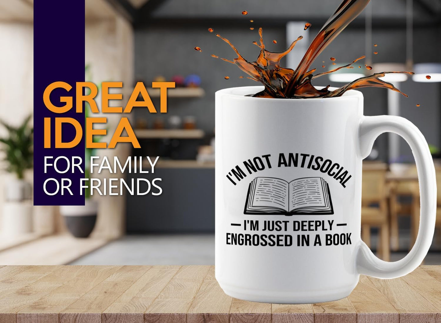 Book Lover Coffee Mug 15oz White -Im not antisocial - Bookworm Literature Library Book Lover Reader Booked Editor Intellectual Studious