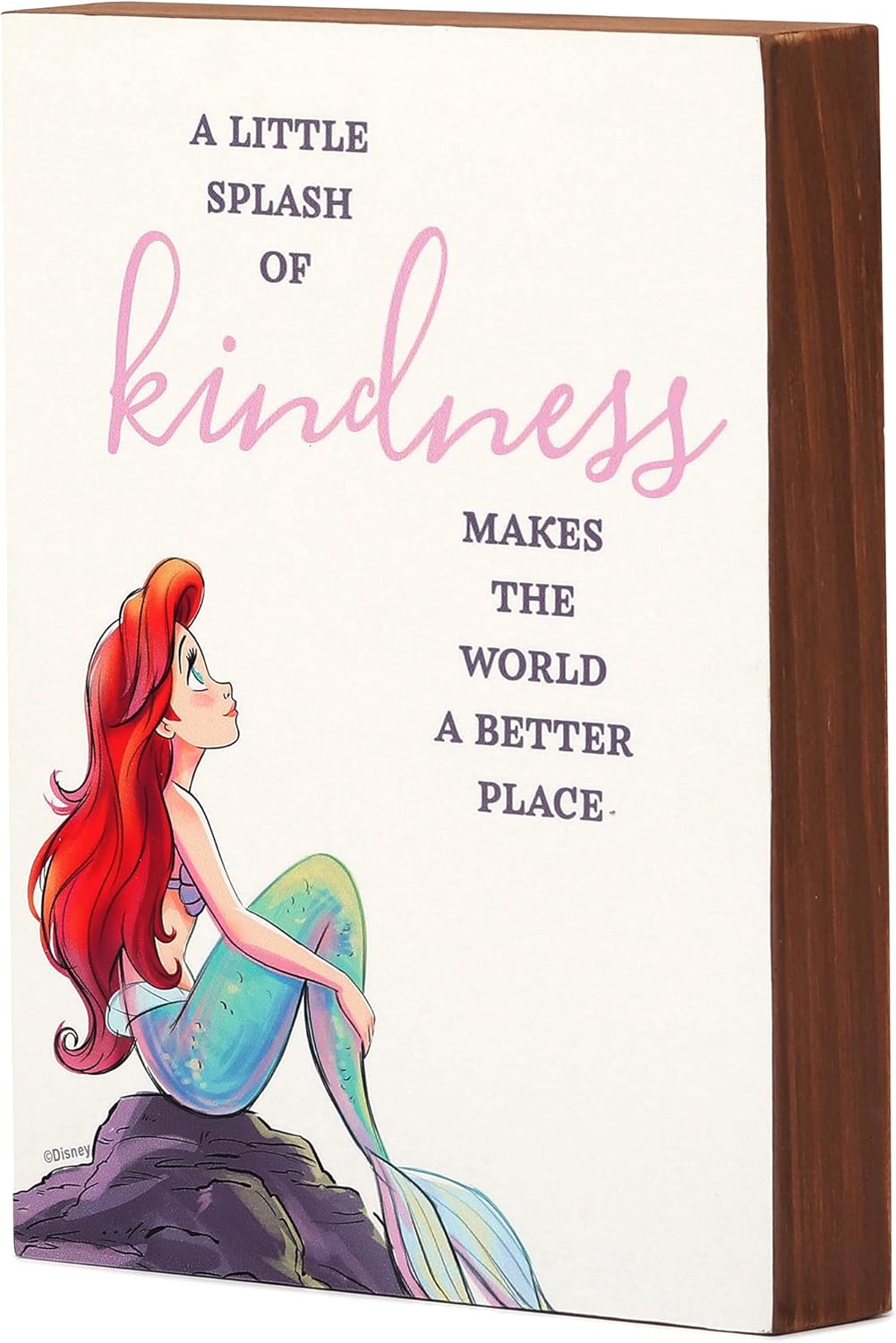 Disney Princess The Little Mermaid Ariel Wood Block Decor - A Little Splash of Kindness Makes The World a Better Place