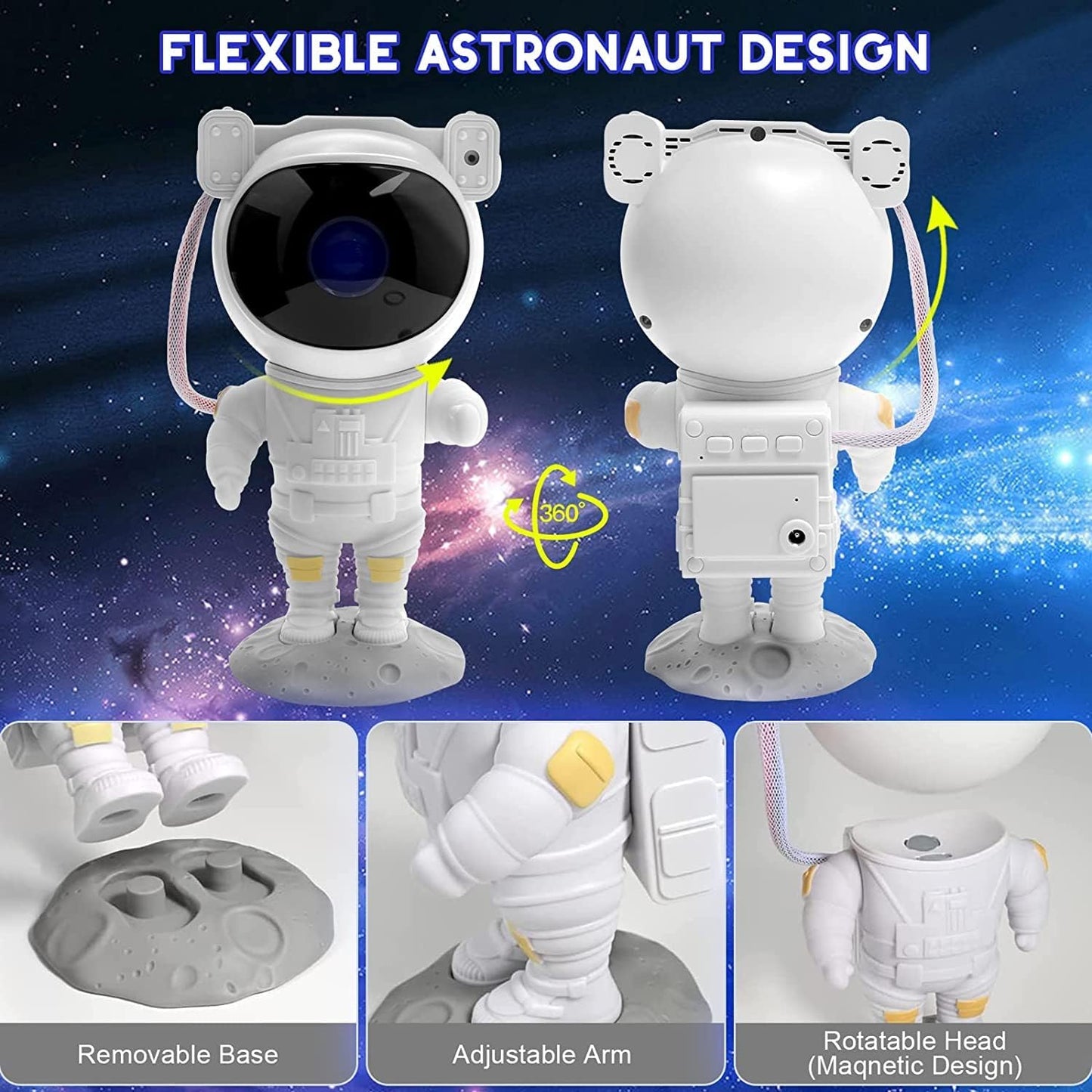 SFOUR Astronaut Galaxy Projector, Star Projector Night Light with Remote Control & Timer, 360° Rotatable Head, 8 Nebula Effects, Adjustable Brightness for Kids Bedroom, Home Party Decor, Birthday Gift