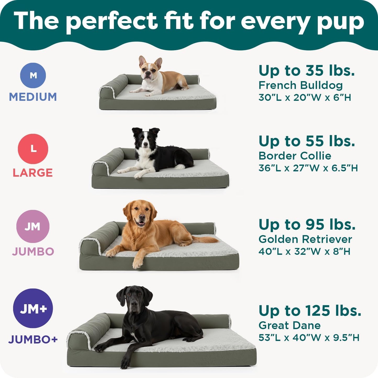 FurHaven Orthopedic Dog Bed for Large Dogs, Sofa Contour Mattress with Egg Crate with a Solid Orthopedic Foam Base for Joint Support, Removable Washable Cover, Large, Plush & Suede, Deep Pool