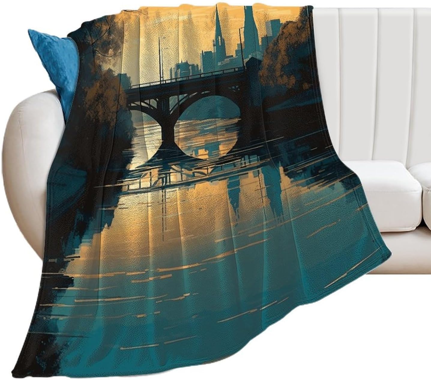 Hand Drawn Buildings Throw Blanket for Couch Super Soft Warm Lightweight Throw Blankets Cozy Flannel Bed Blanket Cute Decorative Blankets for All Seasons Home Decor Gift 40"*50" （100 * 130cm）
