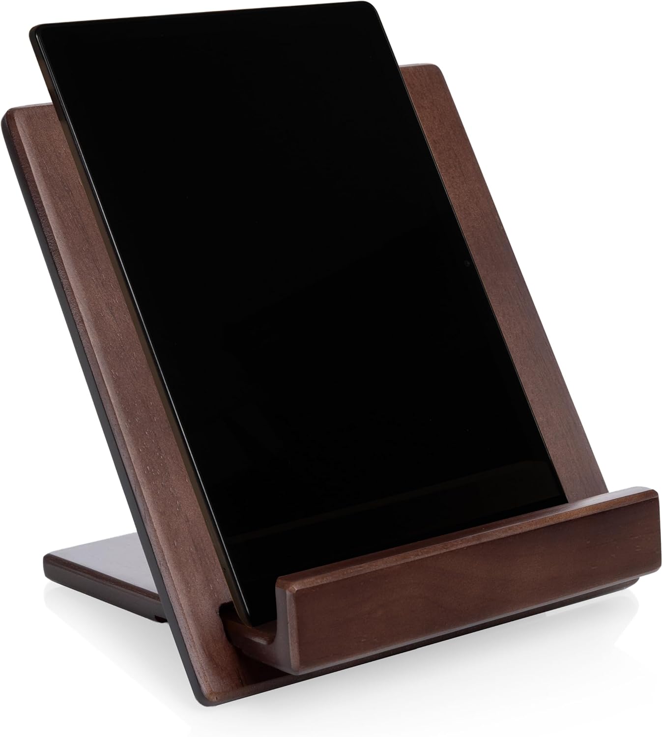 PICNIC TIME Cookbook Tablet Stand, Cook Book Stand with Three Adjustable Positions, Easy to Assemble Recipe Book Holder, Foldable Cookbook Holder for Kitchen Counter, (Stained Parawood)
