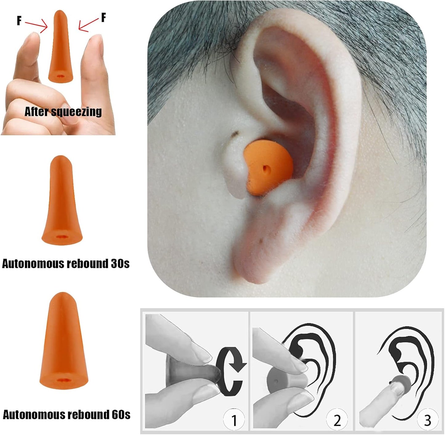 60 Pairs Ear Plugs for Sleeping, Targeal Noise Cancelling Ear Plugs - 33 dB Highest NRR Soft Foam Ear Plugs Protection Earbuds for Snore, Concerts, Musician, Shooting, Travel, Study, Adults (bag-xhyk)