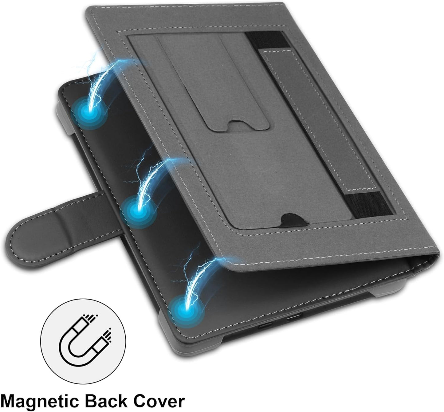 Universal Case Compatible with 6.8"-7" Kobo/Pocketbook/TolinoKindle Paperwhite/Kobo Clara HD/Kobo Clara 2E Leather Stand Cover for 6-6.8'' E-Book eReader,Black