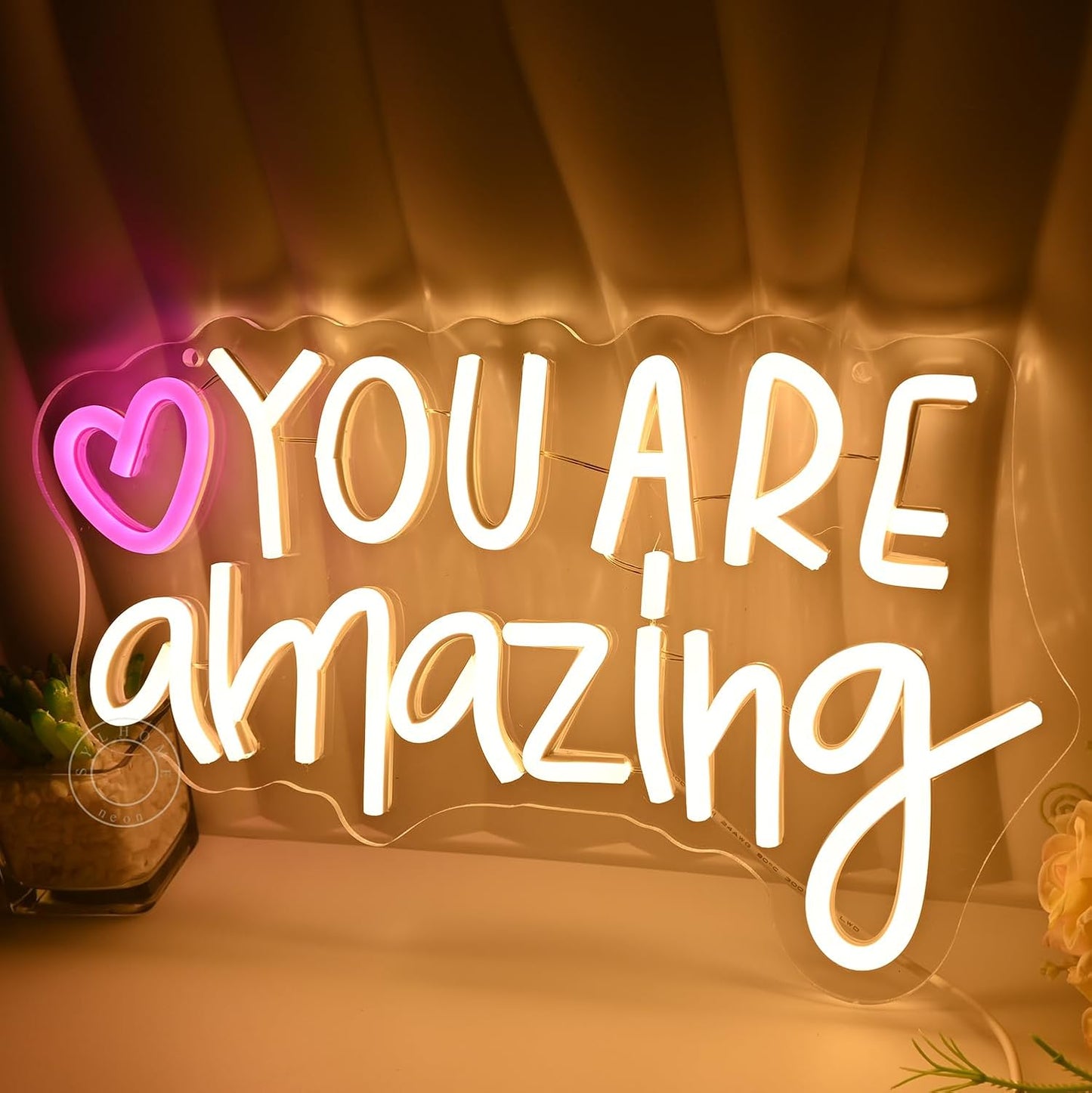 SYLHOME Led Neon Light Sign You Are Amazing Heart Classroom Kids Room Besroom Wall Decor Sign Banner Birthday Christmas Party Backdrop 13.8" X 8" USB