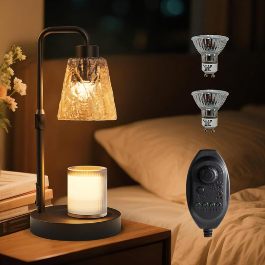 Black Candle Warmer Lamp with Timer, Dimmable Adjustable Candle Warmer for Jar Candles, Height Adjustable Modern Wax Melts Warmer, Birthday Gifts for Women Mom, Home Living Bedroom Farmhouse Decor