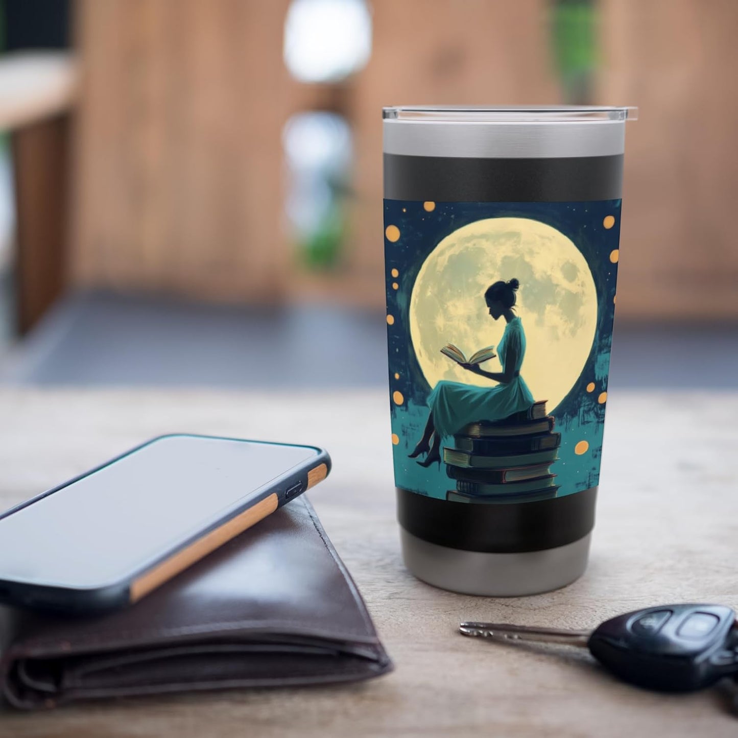 Girl Reading Book Lover Bookworm Reading Librarian Stainless Steel Insulated Tumbler
