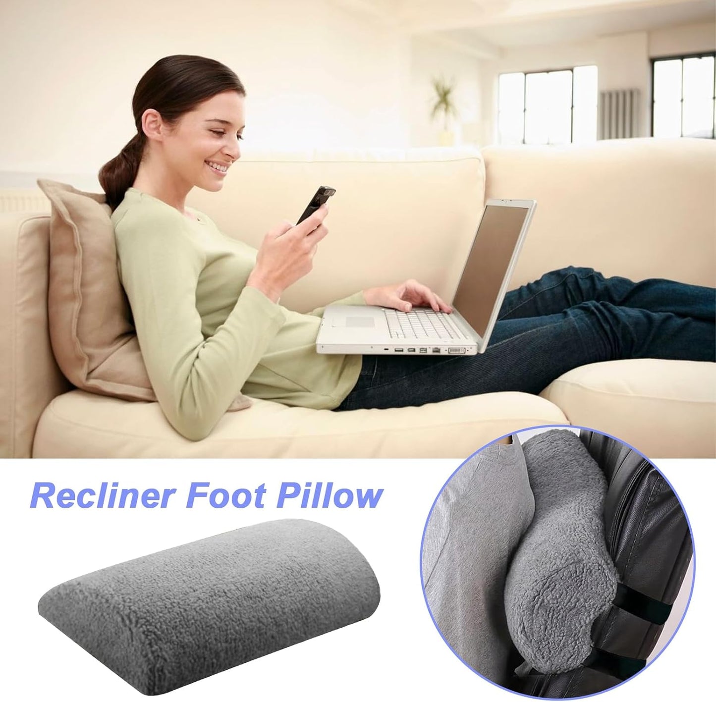 Recliner Leg Rest Cushion, Recliner Foot Pillow Cushion, Headrest Elevation Support for Sofa Lumbar Sleeping Chair Bed Back Living Room Bedroom Office, Comfortable Durable Ergonomic Home Accessory