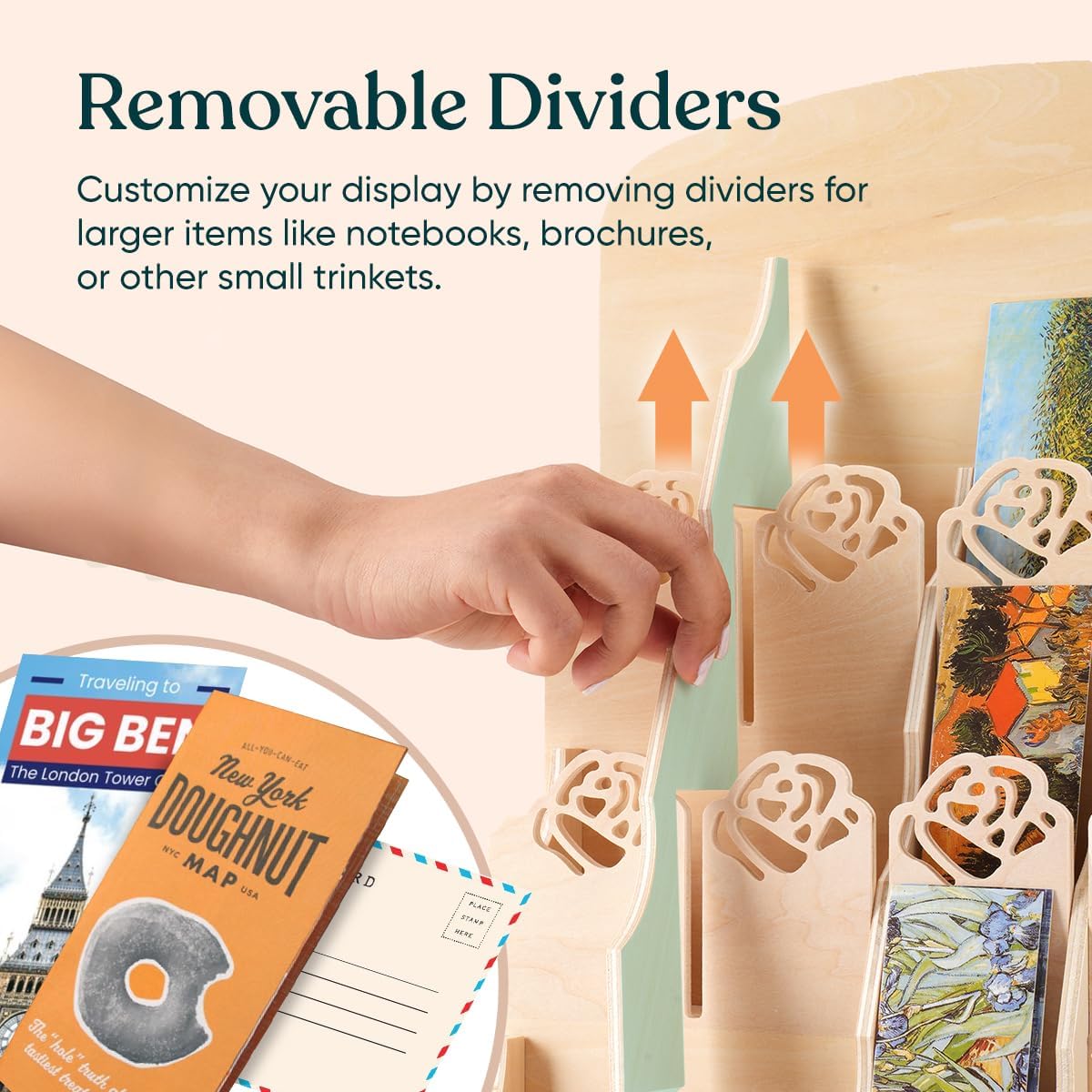 20 Pockets Bookmark Display Stand, Portable Bookmark Holder, Sticker Holder, Greeting Card Display for Craft Fairs, Vendor Booths, Retail Store