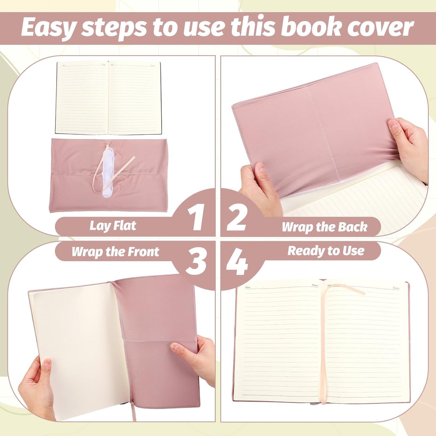 AnyDesign 8 Pcs Stretchable Boho Book Covers 7.3 x 9 in Reusable Fabric Book Cover Neutral Color Washable Protective Sleeve for Most Hardcovers Textbooks Protection