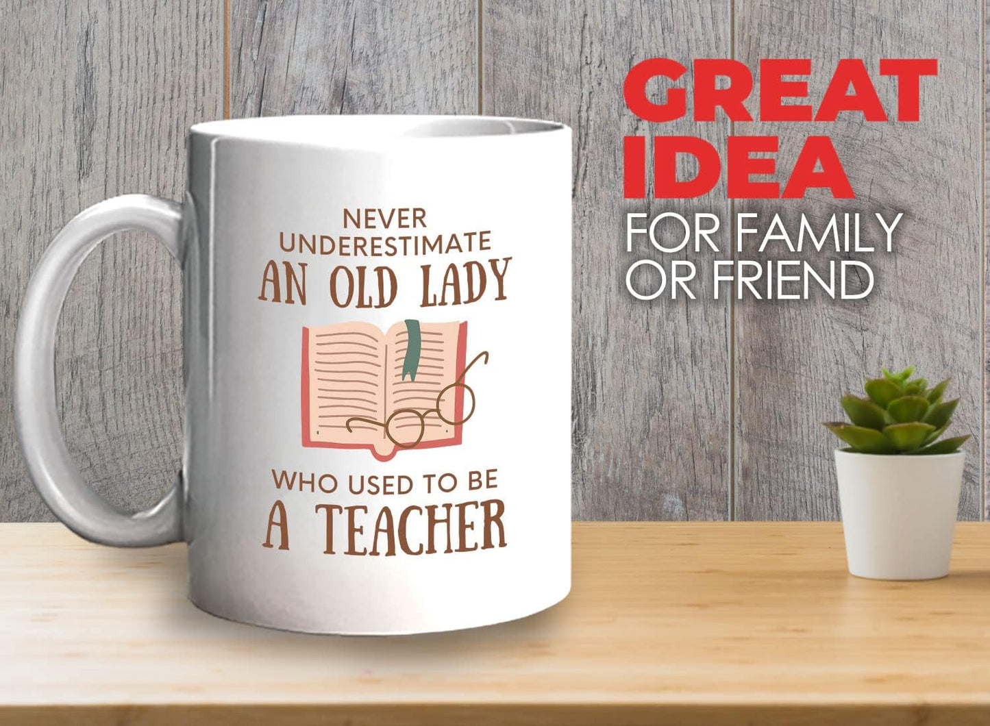 Bubble Hugs Book Lover Coffee Mug 11oz White - Never Underestimate Old Lady - Reading Reader Grandma Retired Teacher Book Lover Bookish Novelist Librarian Writer