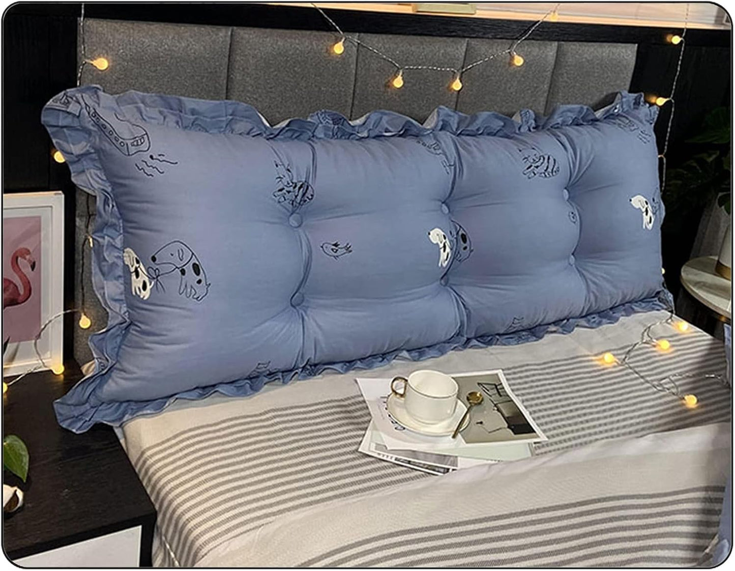 Large Headboard Reading Pillow,Positioning Support Pillow for Reading Rest in Bed,Bolster Lumbar Cushion with Removable Cover (Color : Gray, Size : 9050CM)