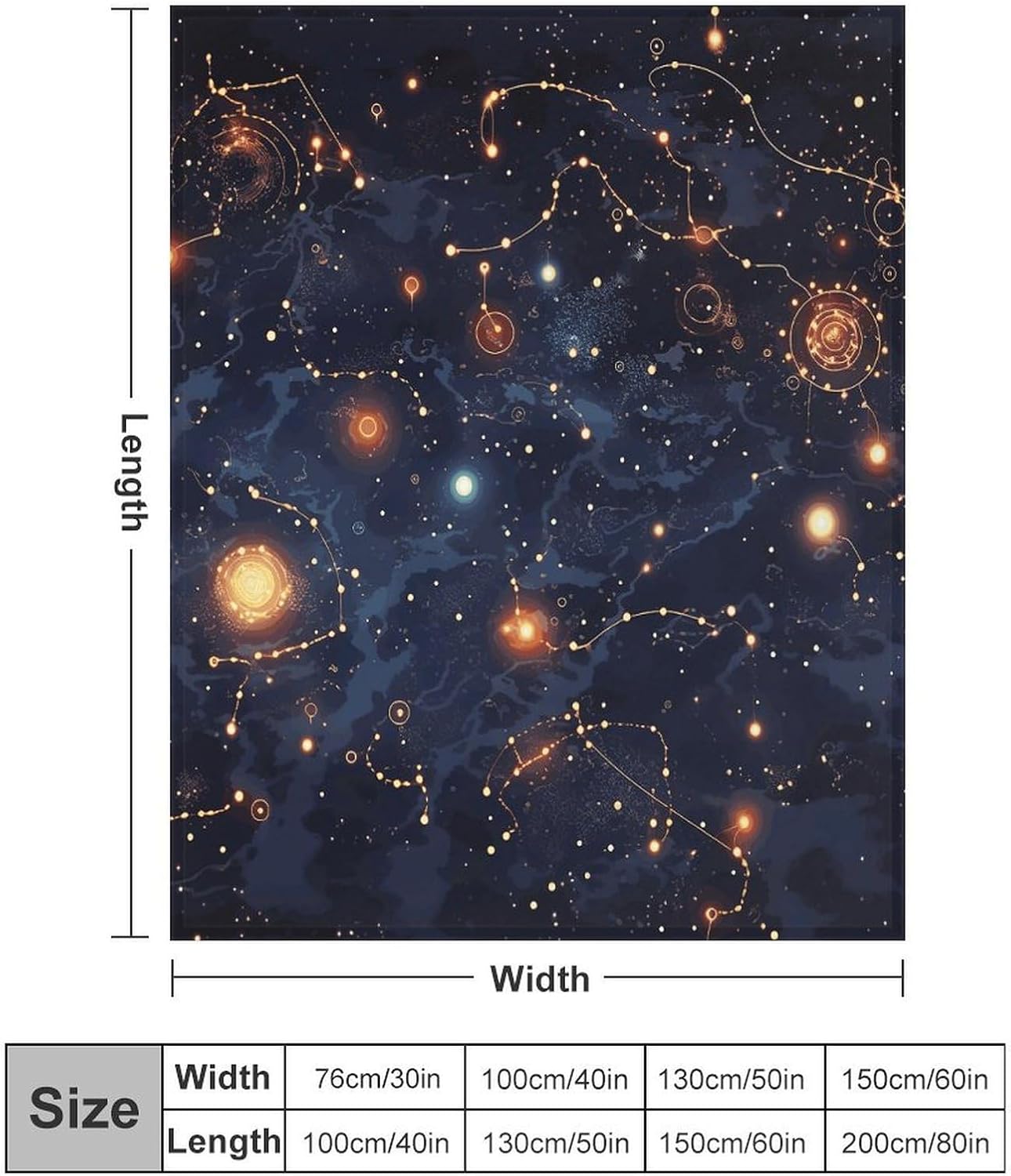 Star Constellation Map Blanket Super Soft Lightweight Throw Blanket Cute Cozy Warm Bed Blanket Decorative Fuzzy Blanket All-Season Home Decor Gift for Sofa Couch Living Room 50"*60"（130 * 150cm）