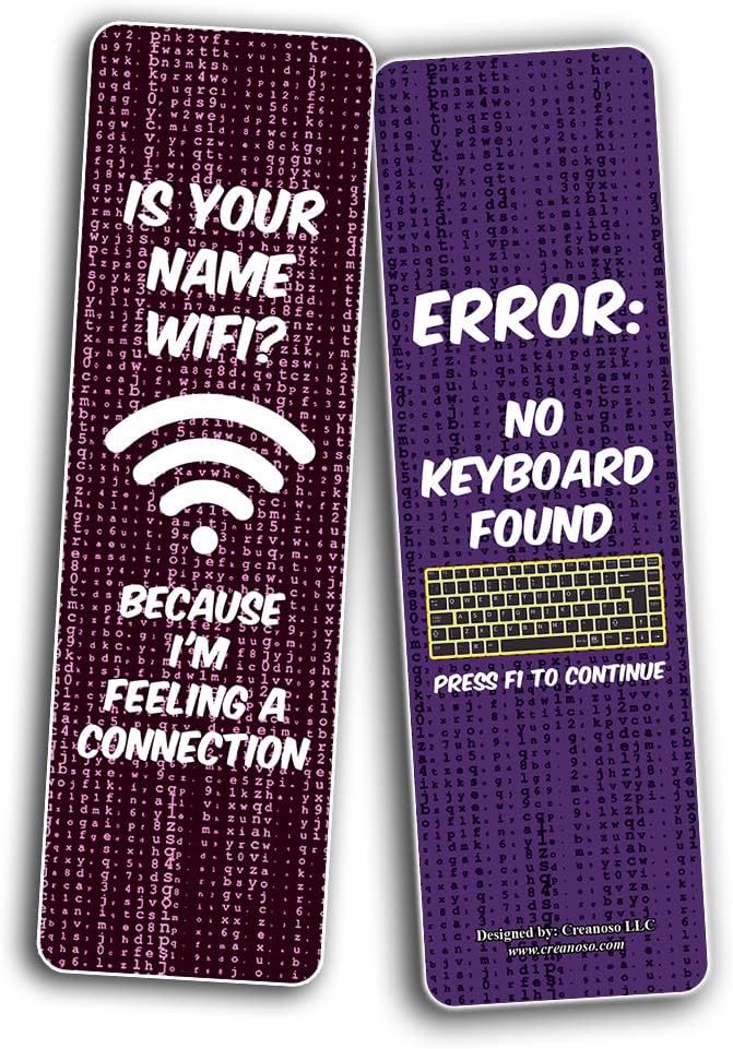 Creanoso Funny Computer Novelty Adult Humor Bookmarks (2-Sets X 6 Cards) – Daily Inspirational Card Set – Interesting Book Page Clippers – Great Gifts for Adults and Professionals