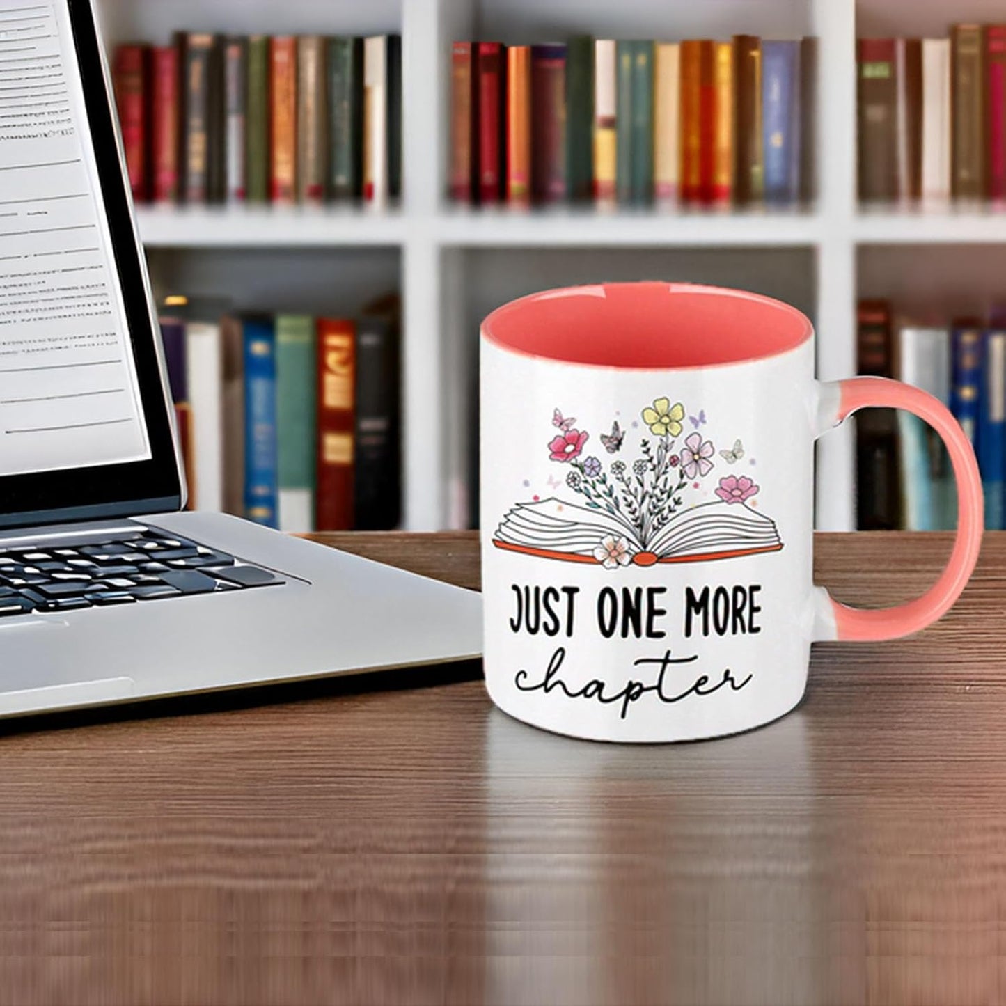 Book Lovers Gifts - Just One More Chapter Mug, Birthday Gifts for Women, Librarian Mug