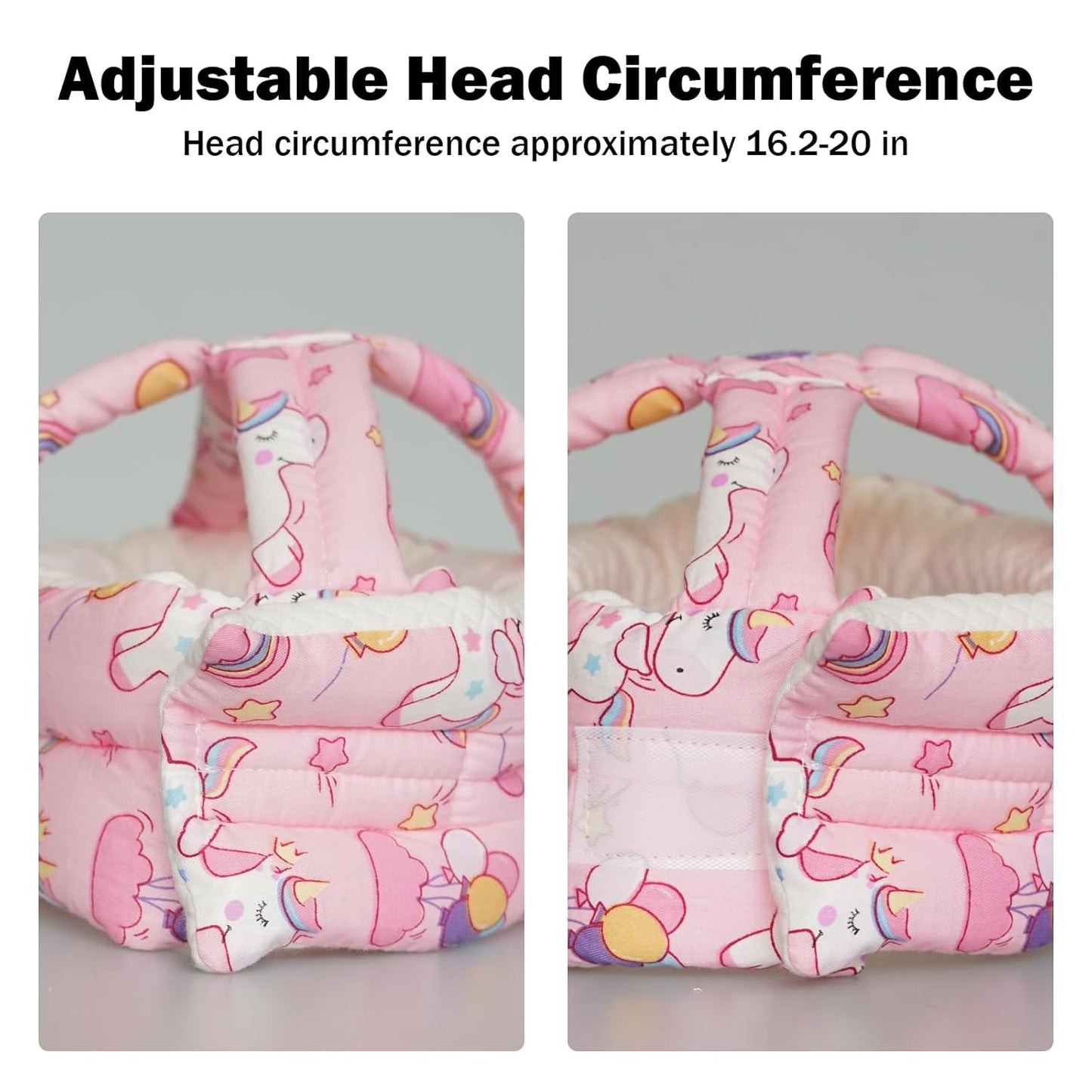 Baby Head Protector Baby Helmet for Crawling Walking, No Bumps Safety Head Adjustable Protective Cap for Walking, Playing (Unicorn)