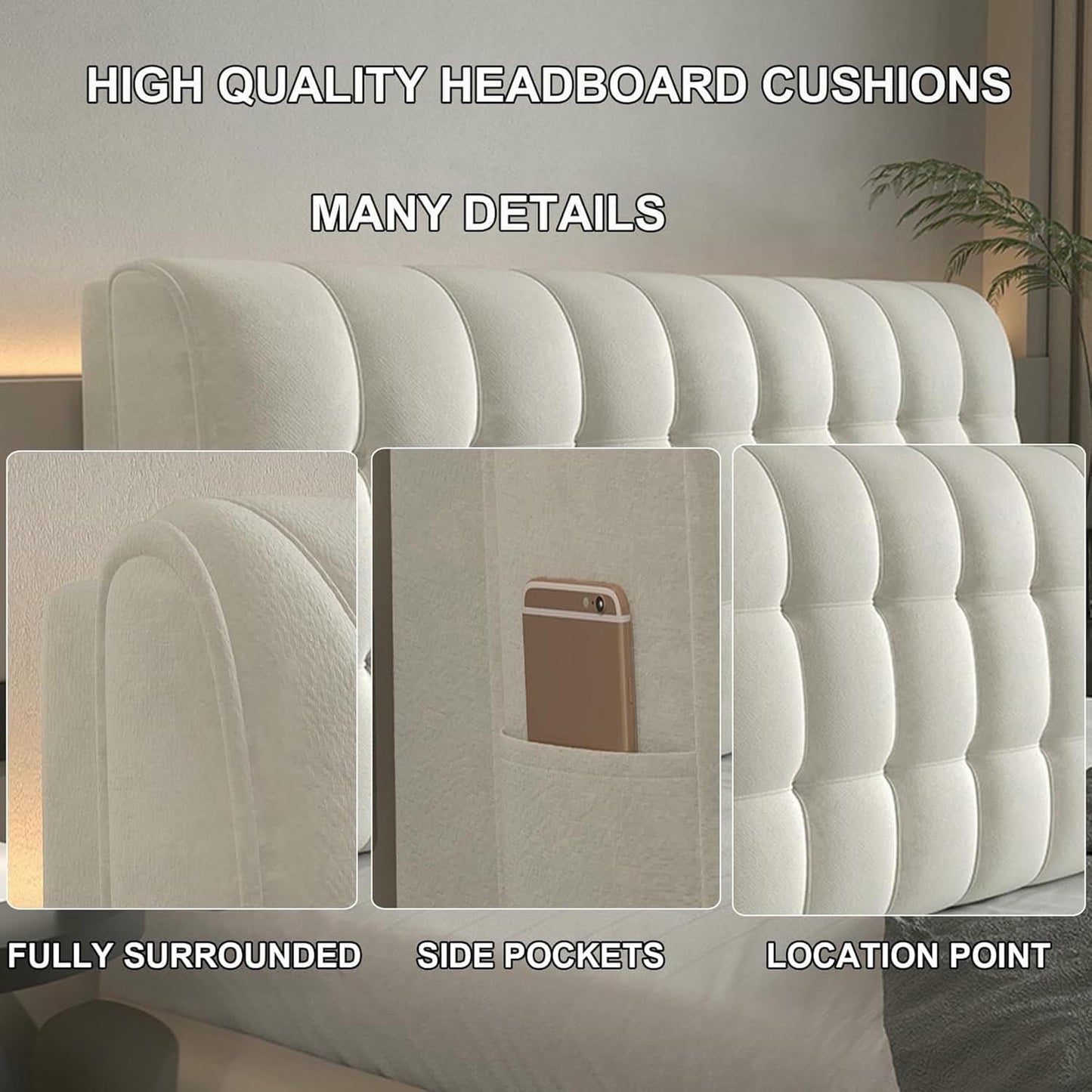 Fleece Headboard Pillow Wedge Backrest,Wall Pillowboard Headboard Upholstered Reading Pillow Bedside Cushion Day Bed Back Dorm Support Tatami Cushion,Gray,Paste/71x23x4In