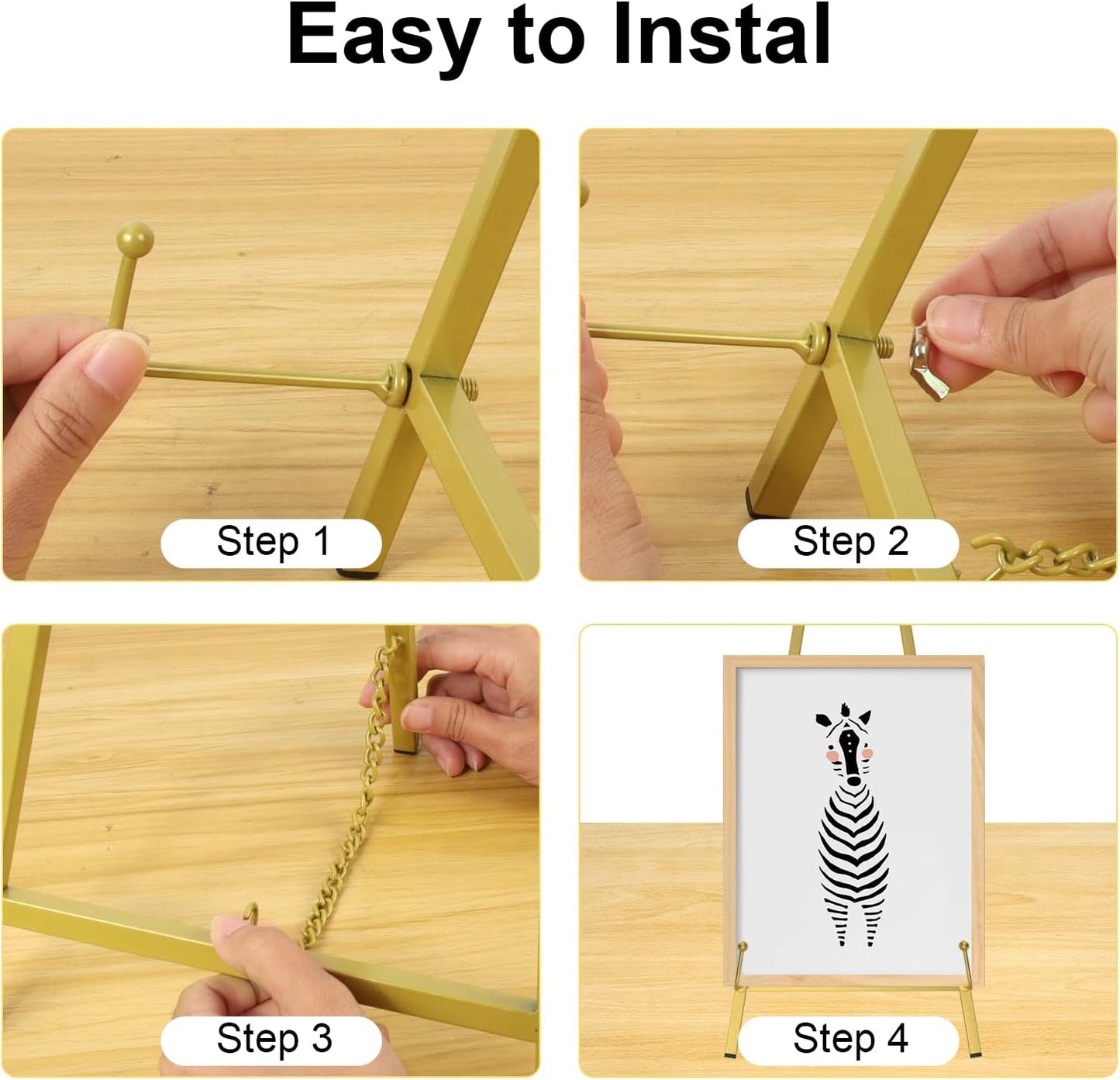16" Large Metal Tabletop Easel Gold Table Top Easel Picture Stand Mirror Table Top Easels for Display Photo Frame Heavy Duty Plate Art Display Stand for Sign Tabletop Wedding Frame Stands
