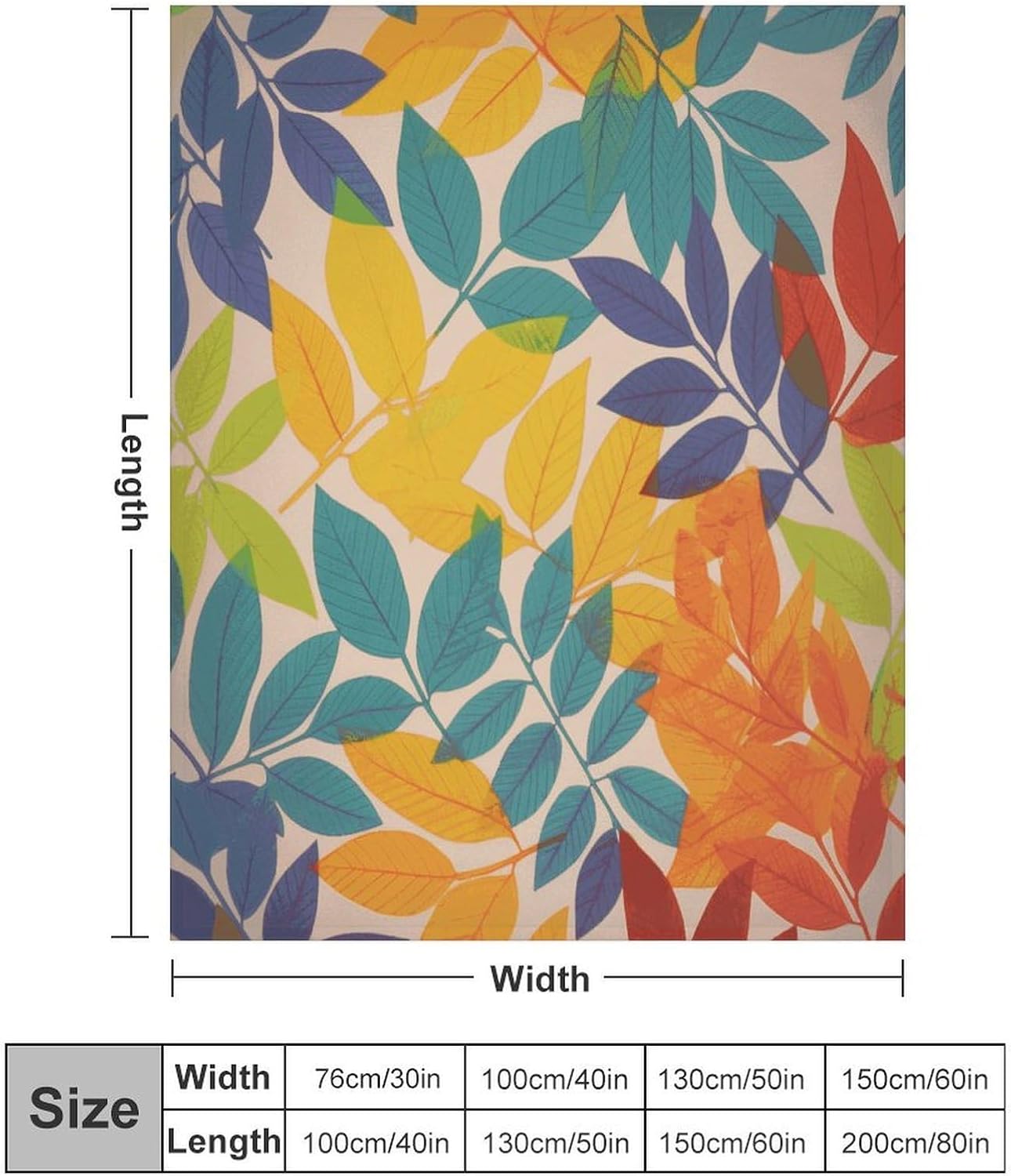 Multicolor Leaves Throw Blanket for Couch Super Soft Warm Lightweight Throw Blankets Cozy Flannel Bed Blanket Cute Decorative Blankets for All Seasons Home Decor Gift 30"*40"（76 * 100cm）