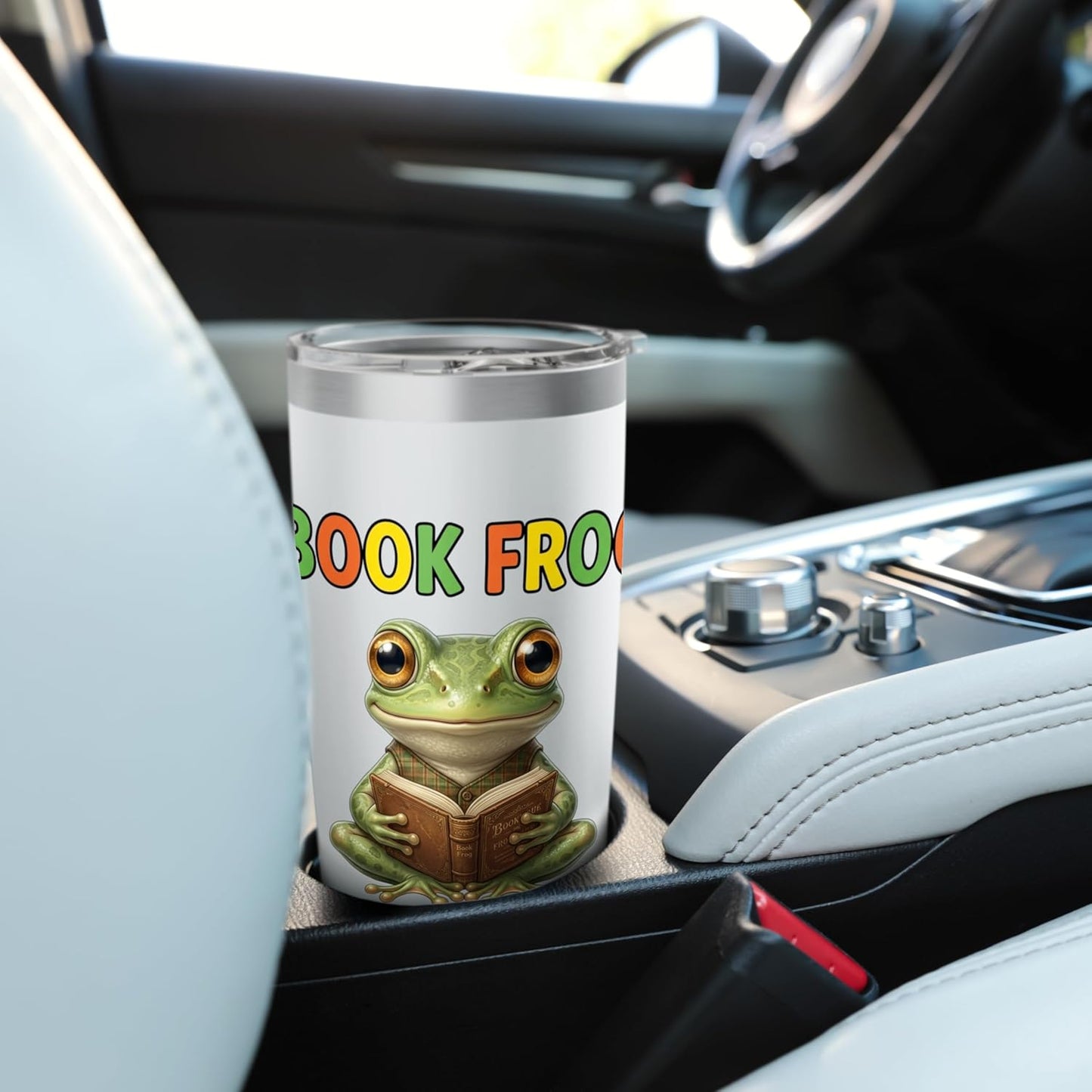 Curious Reading Amphibian Cartoon Library Character Stainless Steel Insulated Tumbler
