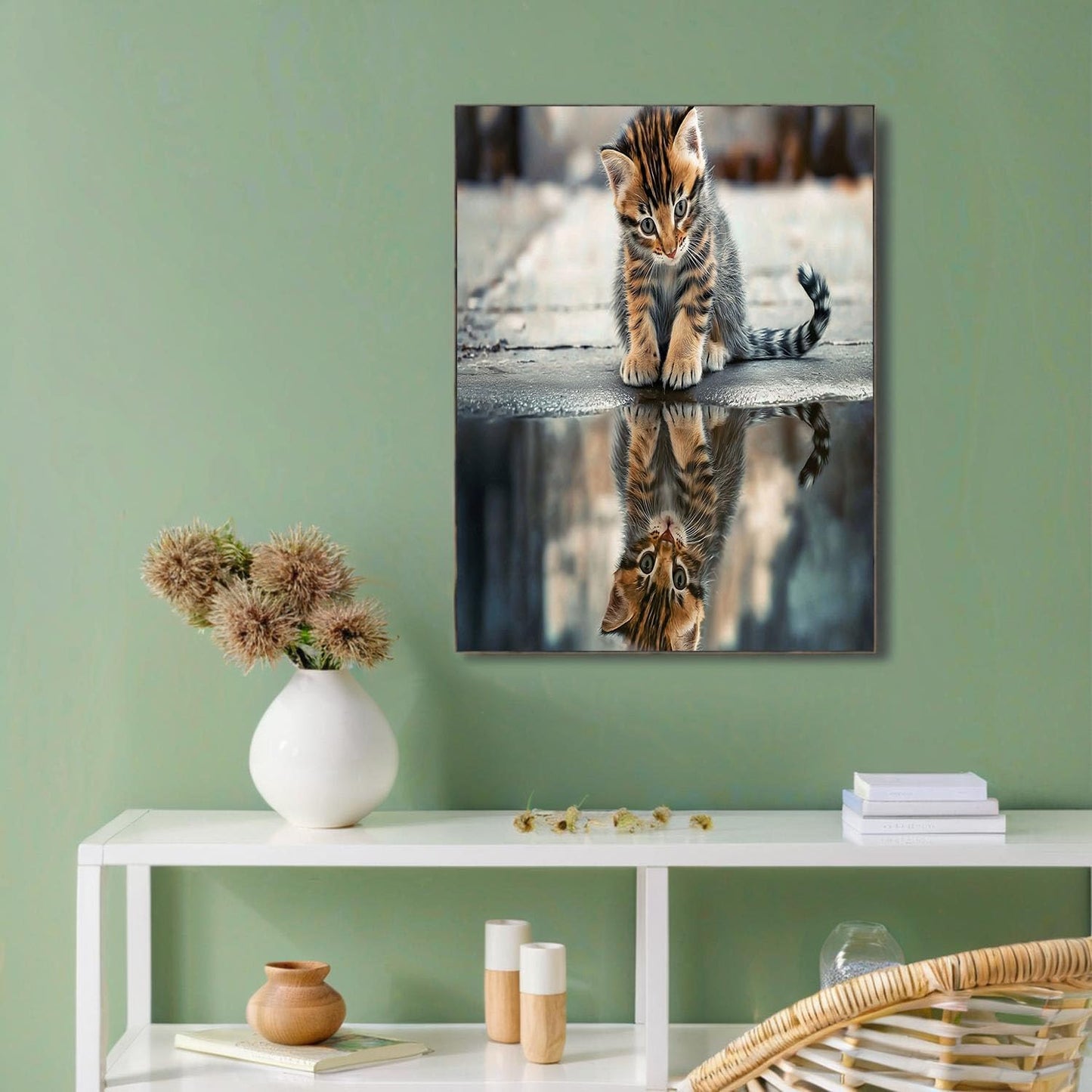 GDJSMIN Realistic Style Wall Art, Cute Brown Kitten Poster For Reading Room Living Room Decor 16X 24 Inch Unframed