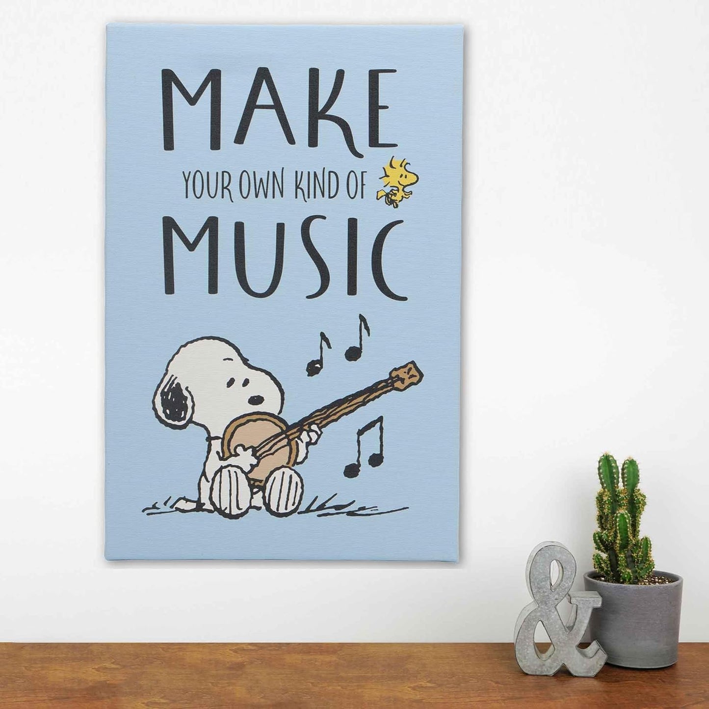 Open Road Brands Peanuts Snoopy Make Your Own Music Gallery Wrapped Canvas Wall Decor - Fun Snoopy Picture for Home or Classroom