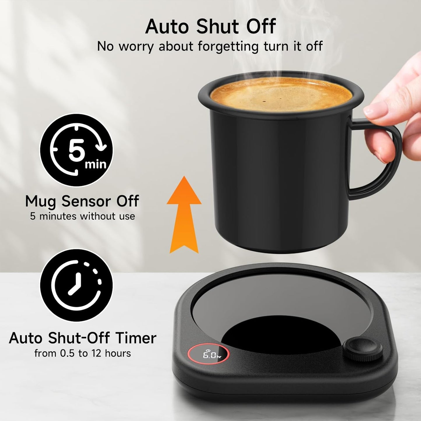 Coffee Mug Warmer Set, Heated Coffee Cup for Desk with Auto Shut Off, Smart Electric Heater for Tea Milk Beverages Candle with Adjustable Temperature Display