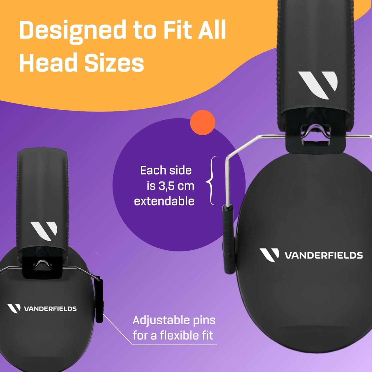 Vanderfields Hearing Protection Ear Muffs - Over 33 dB (2K Hz) Broad Noise Cancelling Sound Reduction Earmuffs for Kids 3-12