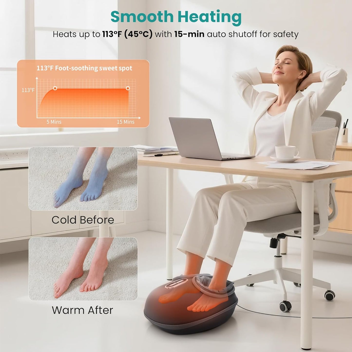 Nekteck Shiatsu Foot Massager with Heat [2026 Upgraded], 3 Modes Deep Kneading Therapy Air Compression, Feet Massage for Plantar Fasciitis, Relaxation Gifts for Men Women Mom Dad