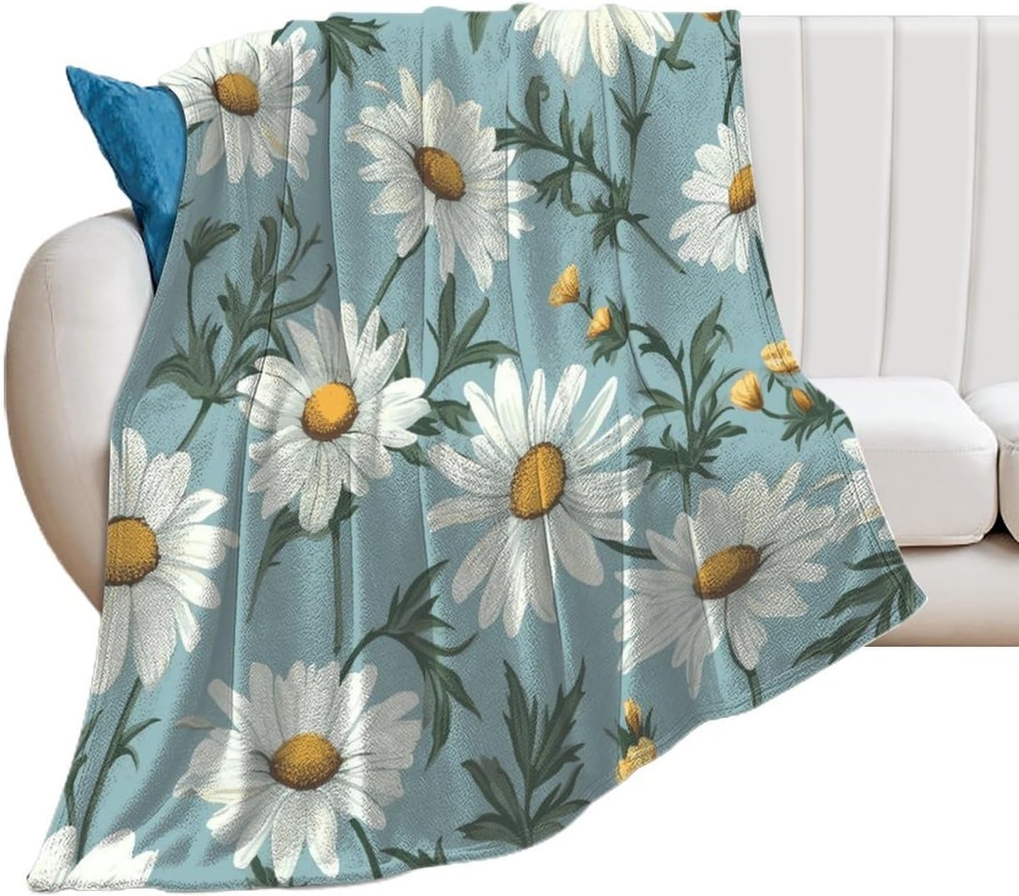 Daisy Blanket Chunky Fluffy Fuzzy Bed Blankets Cozy Soft Warm Winter Blankets Anti-Pilling Flannel Throw Blanket for Couch Living Room Bedroom Multiple Size