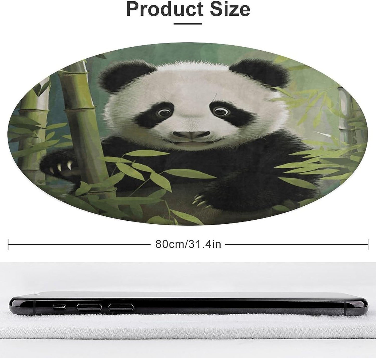 Curious Baby Panda Circle Rug Retro Luxury Coral Velvet Floor Mat Non Slip Soft Indoor Floor Carpet Comfy Thickened Area Rugs Modern Aesthetic Minimalist Carpets for Home Decor