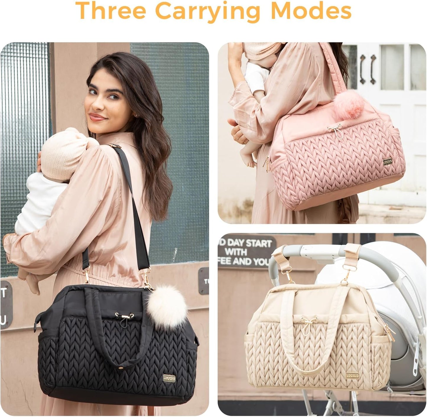 Asha Diaper Bag Tote For Daily Use, Travel Shoulder Diaper Bag With Long Strap