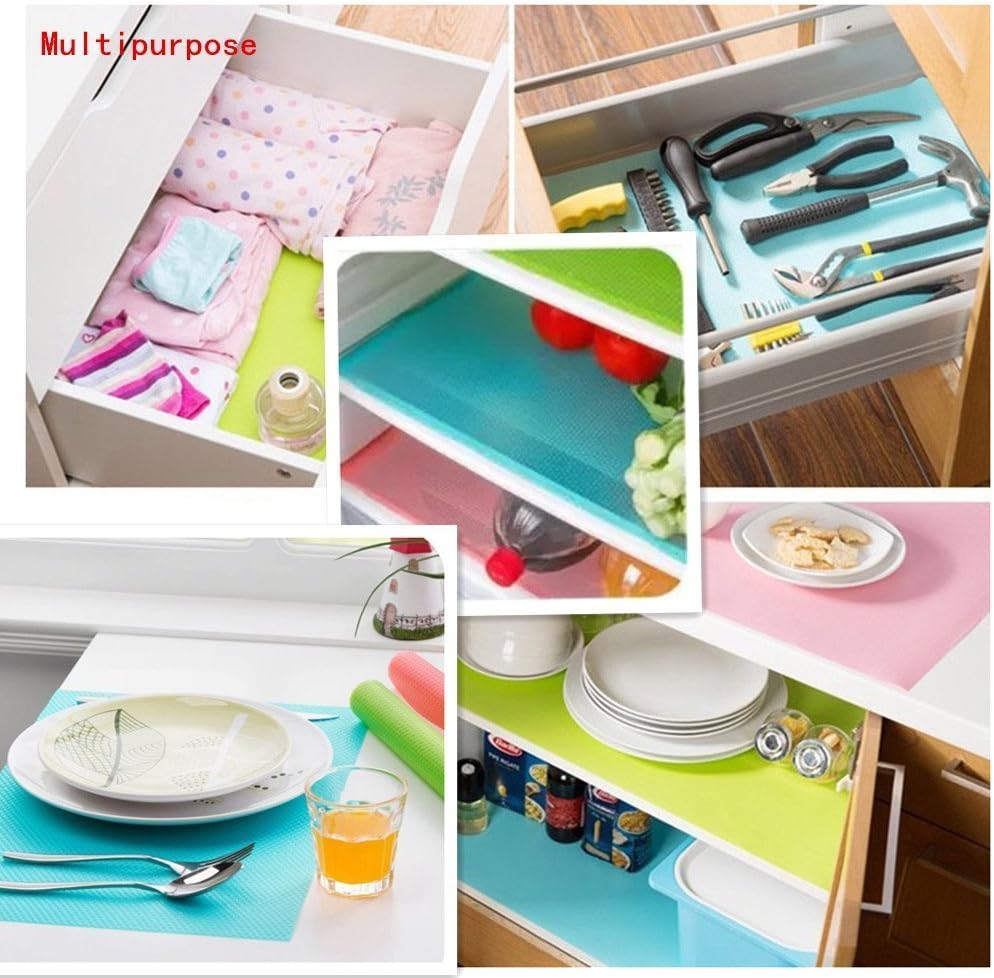 9 Pack Refrigerator Mats,Washable Fridge Mats Liners Easy to Clear Fridge Pads Mat Shelves Drawer Table Mats Refrigerator Liners for Shelves,3Red/3Green/3Blue