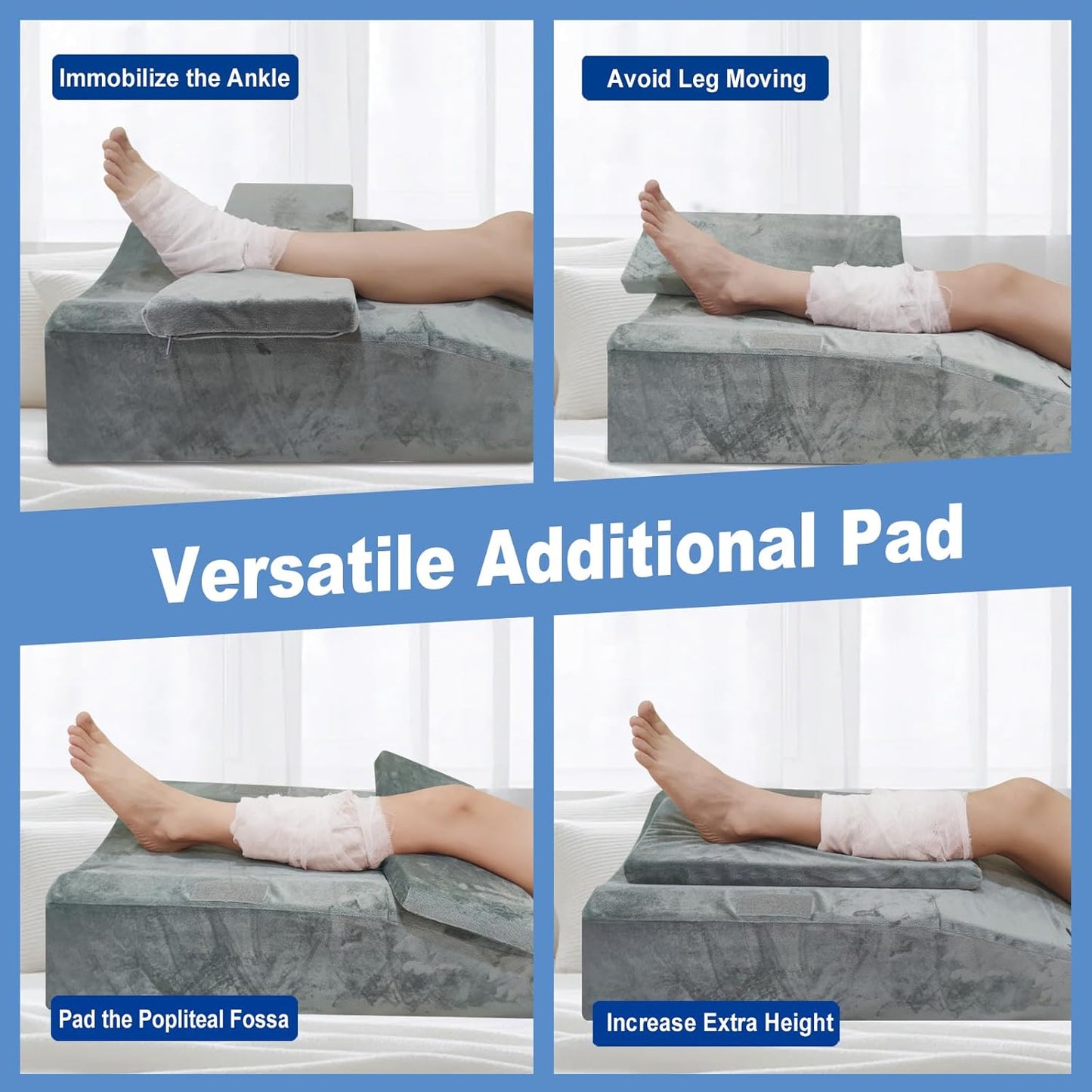 Knee Extender Elevation Pillow for After Surgery Recovery, Memory Foam Leg Pillow for Knee Replacement Surgery, Height Adjustable Cushion for Lower Back Hip Ankle Sciatica Pain Relief