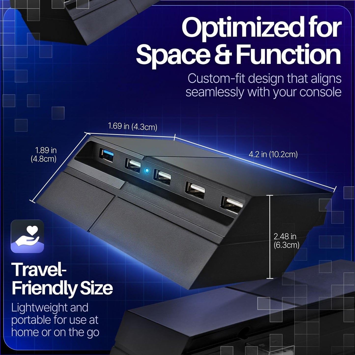 TNP 5 Port USB Hub for PS4 - USB 3.0/2.0 High-Speed Extender Adapter Accessories Expansion Hub Connector Splitter Expander for PlayStation 4 Gaming Console (Not for PS4 Slim, PS4 PRO)