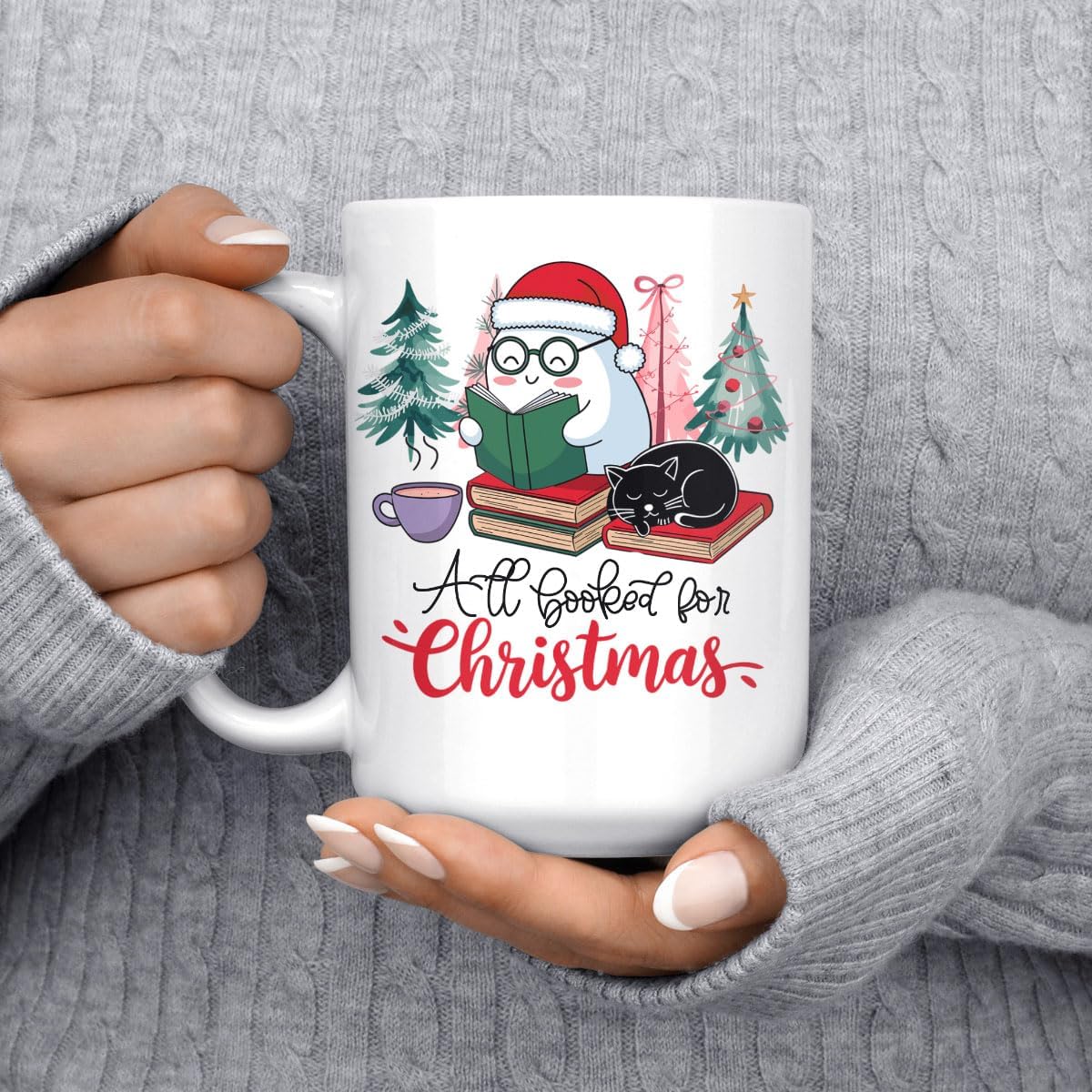 Reading Lover Personalized Mug 11oz Cozy Bookish Ceramic Gift for Merry Christmas Bookclub