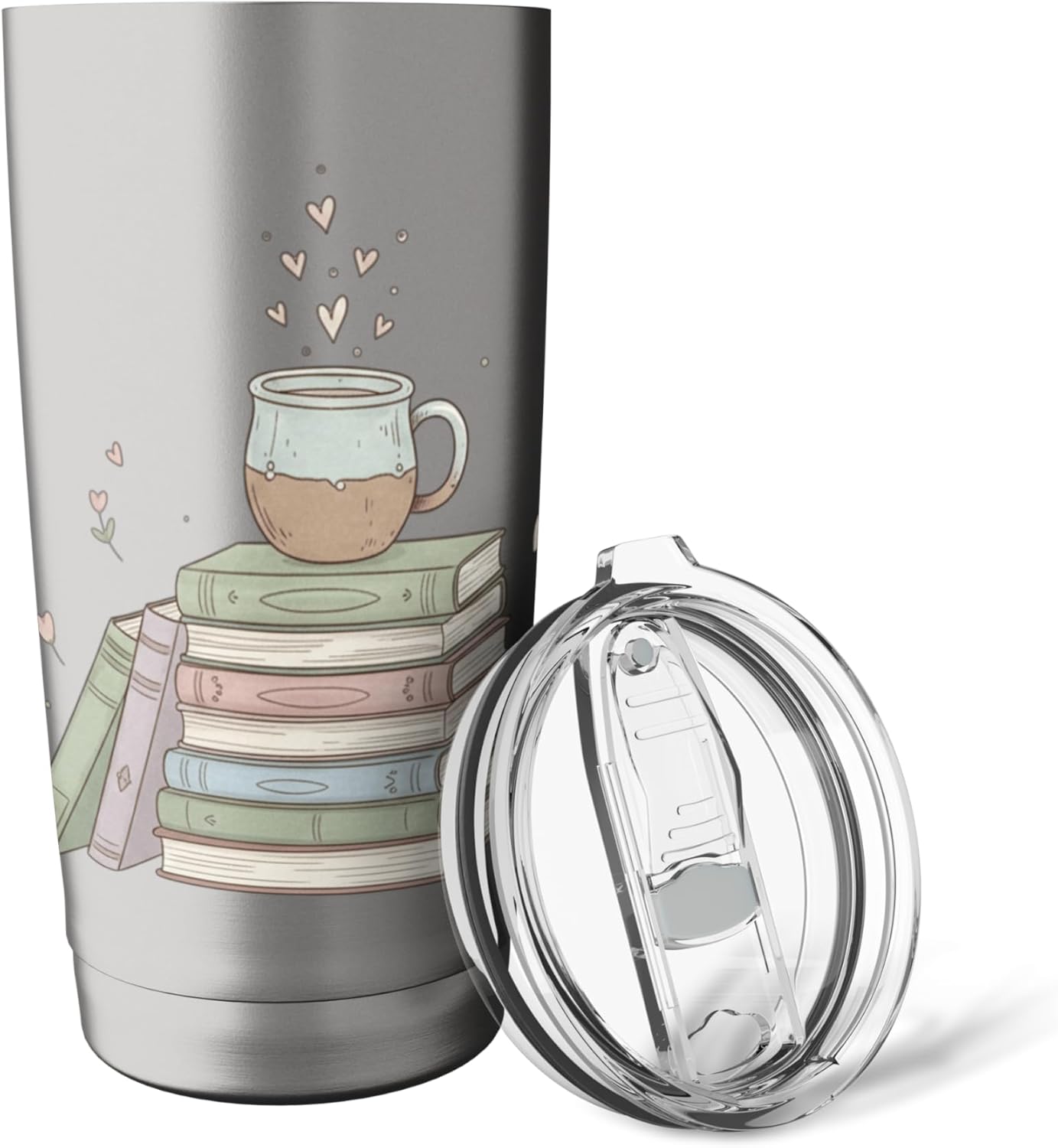 Book Lover Coffee Stack Pastel Cozy Reading Stainless Steel Insulated Tumbler