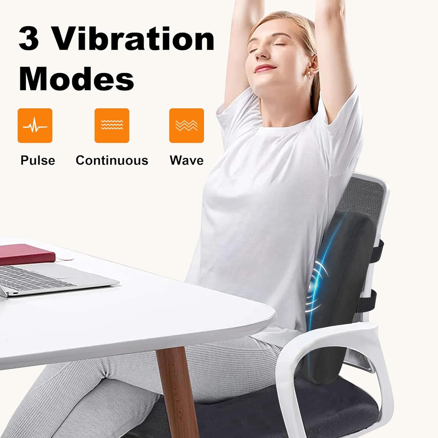 CILI Lumbar Support Pillow for Office Chair, Heated Back Support Pillow with Vibration, Back Massager for Chair, Back Rest Cushion Pillow for Desk Chair Sofa, Gifts for Mom Dad Women Men