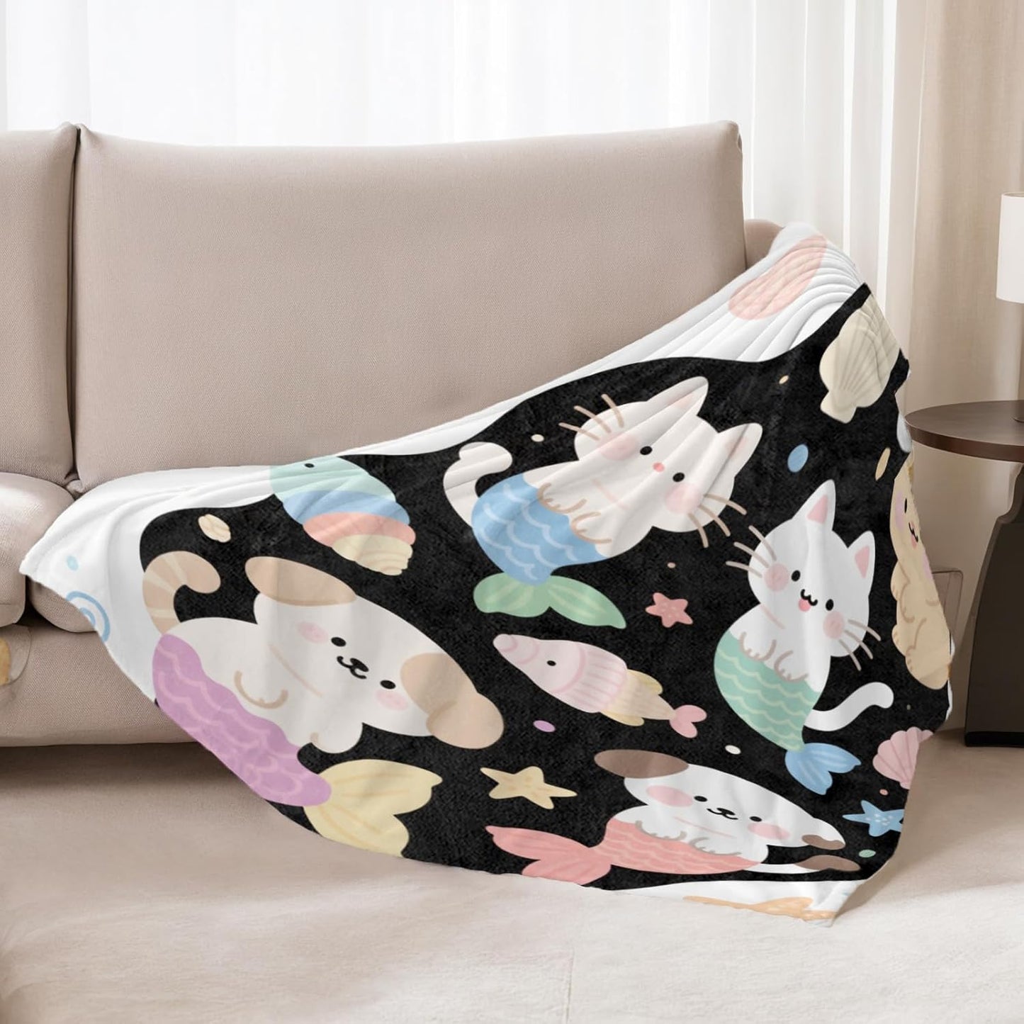 Butterfly Gifts, Orange Butterfly and Moon Theme Flannel Blanket for Women, Gothic Birthday Throw Blankets for Kids, Girls, Travel Camping Sofa Living Room Decor 50x60 in