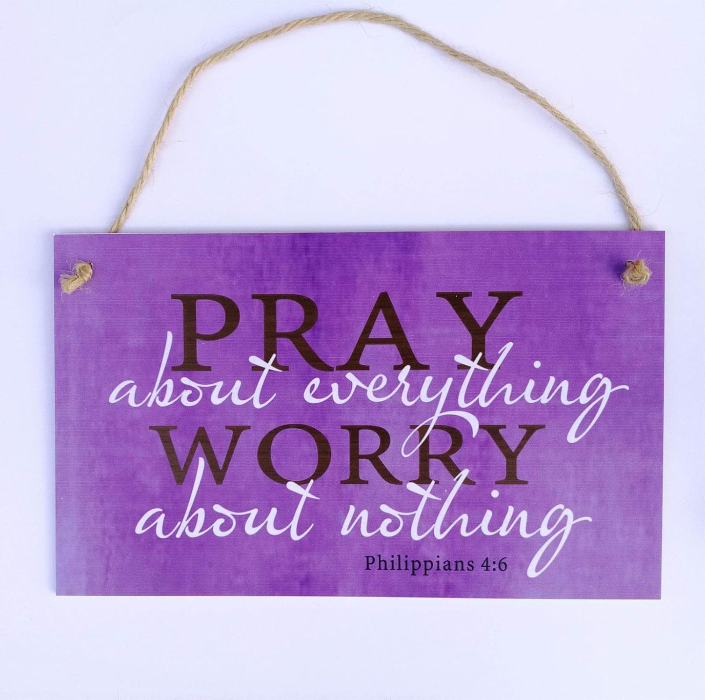 Meijiafei Pray About Everything Worry About Nothing Faith Religious God Christian Prayer Gift Sign 6" x 10"
