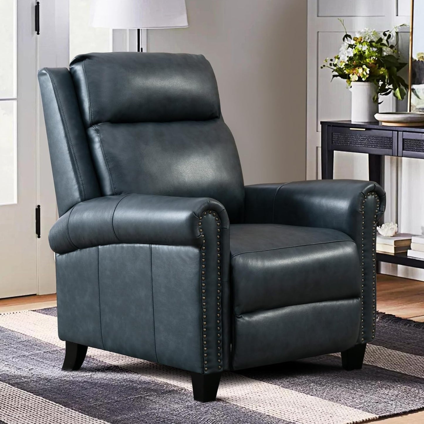 Modern Ergonomic Lounge Leather Recliner Chair, Push Back Adjustable Recliner with Comfortable Arms and Supportive Back, Single Sofa for Living Room and Bedroom