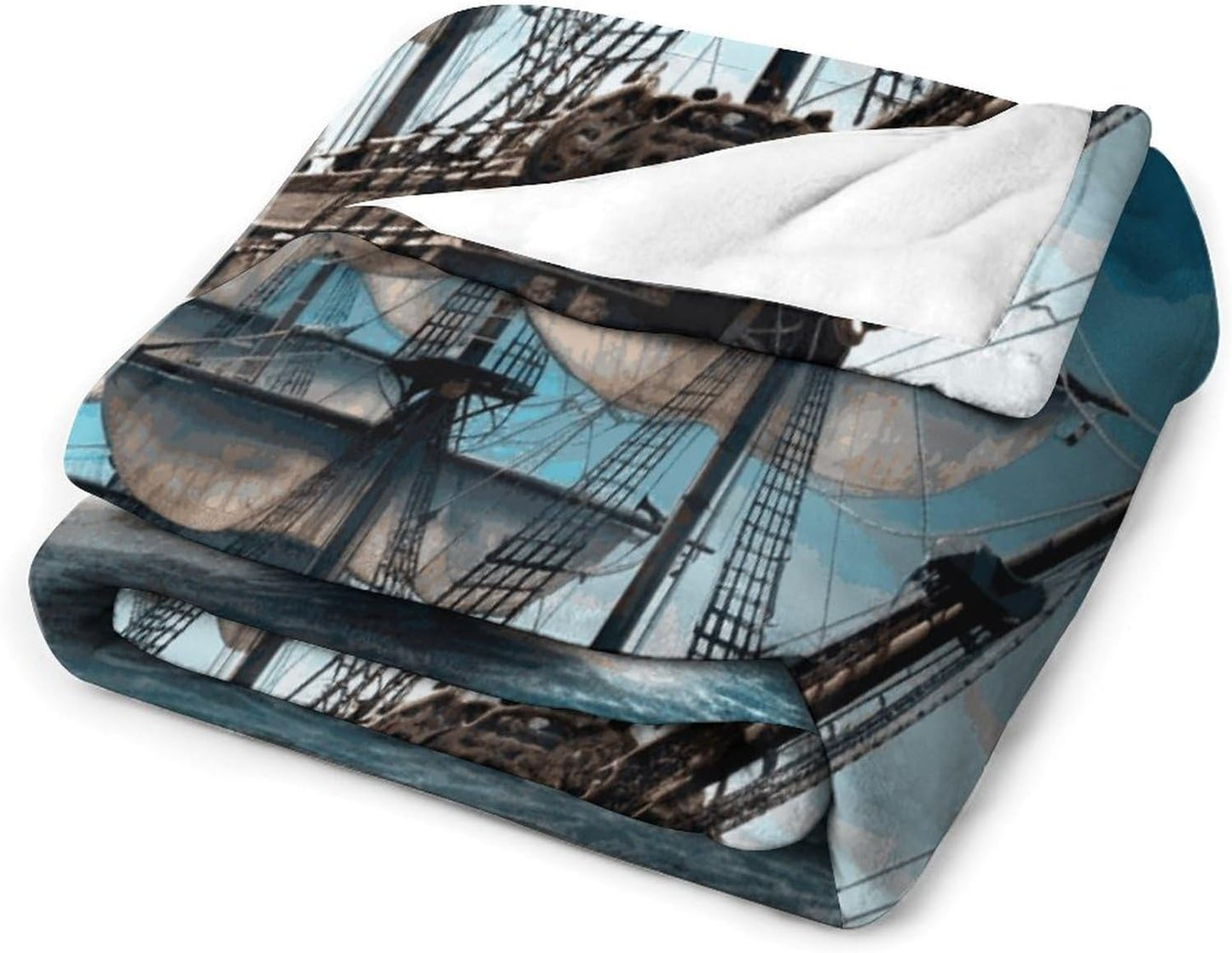 Pirate Ship Blanket Super Soft Lightweight Throw Blanket Cute Cozy Warm Bed Blanket Decorative Fuzzy Blanket All-Season Home Decor Gift for Sofa Couch Living Room 50"*60"（130 * 150cm）