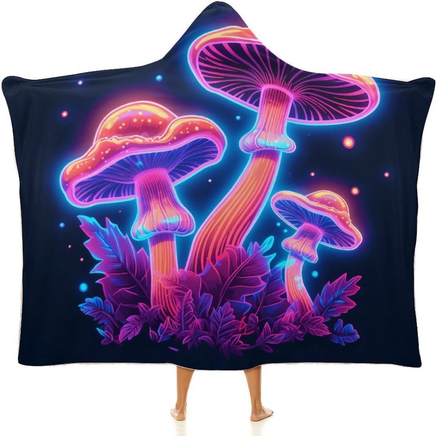 Wearable Blanket Hoodie Mushroom, Multi-size Hooded Blanket, Gift for Mom Women Wife Girlfriend Men Adults Teens, Warm Cozy Wearable Blanket with Hood-C1-M