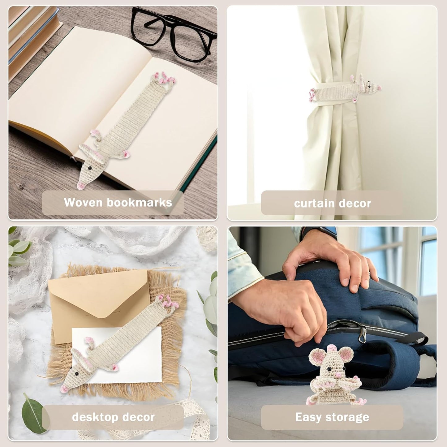 ‌Sunoutdeeal 3D Hand-Crochet Animal Bookmarks Featuring Charming Personalized Designs, These Adorable Bookmarks Make Quirky Reading Companions.Gifts for Book Enthusiasts,Birthday,Book Club Members(ls)