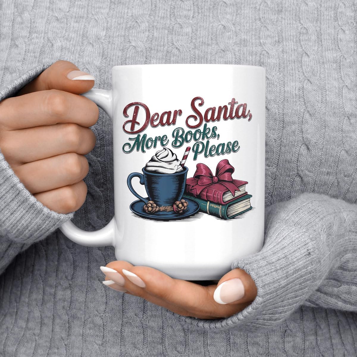 Bookclub Lovers Cozy Reading Ceramic Mug 11oz 15oz Personalized Name Bookish Merry Christmas Coffee Gift