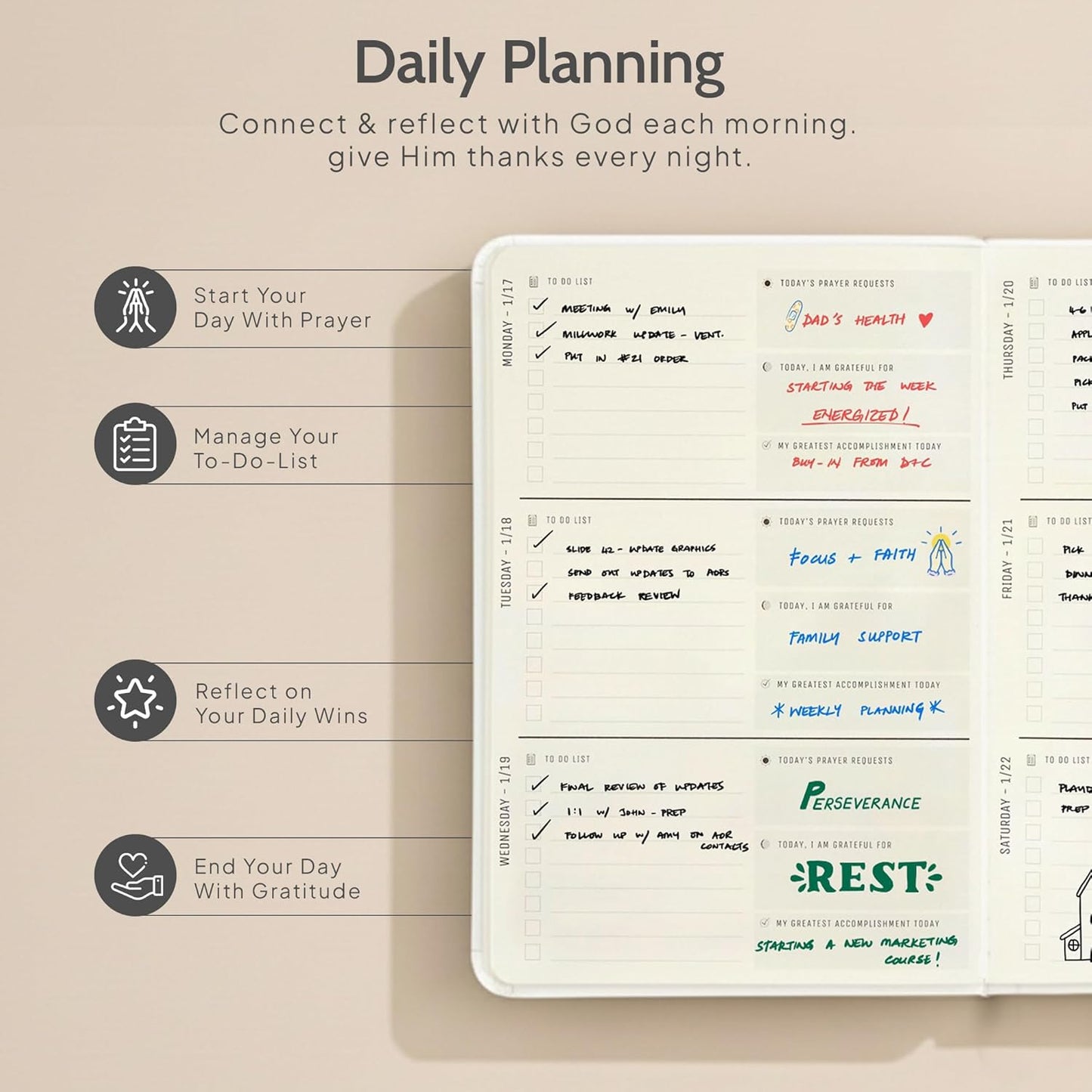 2026 Christian Planner & Prayer Journal | Strengthen Your Relationship with God and Better Navigate His Path for You | Daily Planner w/Bible Verses, Prayer Prompts, & Habit Tracking (White)